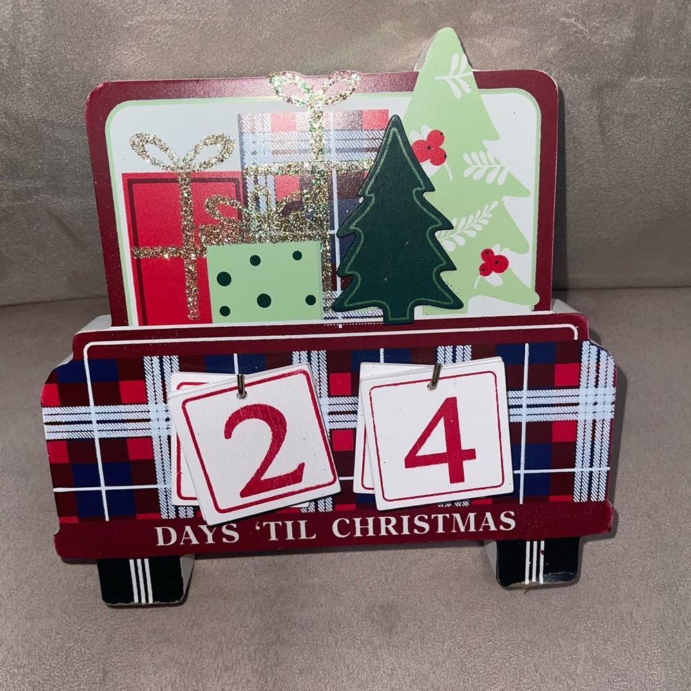 Wooden 25 Days Till Christmas Shelf Sitter bottom is a little flawed.